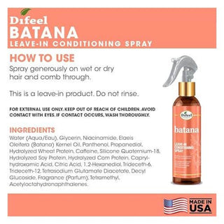 Difeel batana leave in conditioning spray 8oz frizz control smooth and hydrated hair care spray