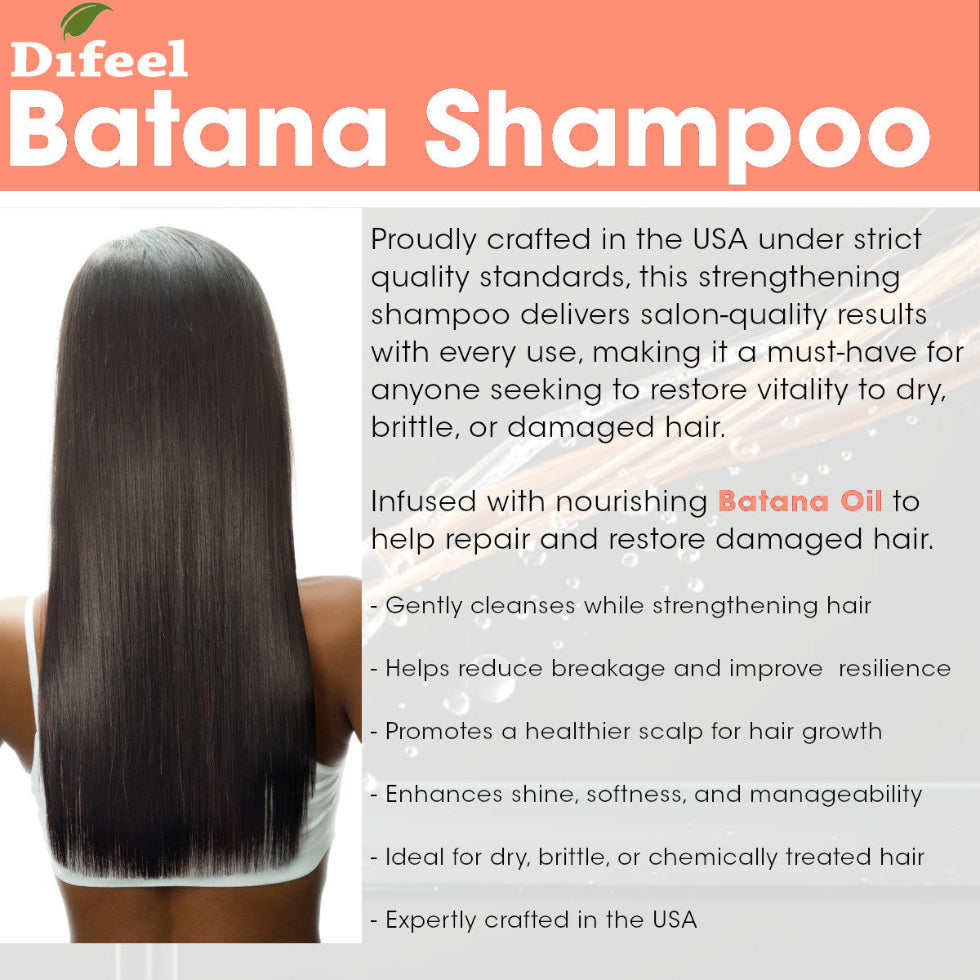 Difeel batana sulfate free shampoo 33.8oz strength and growth gentle cleansing and hair repair care shampoo