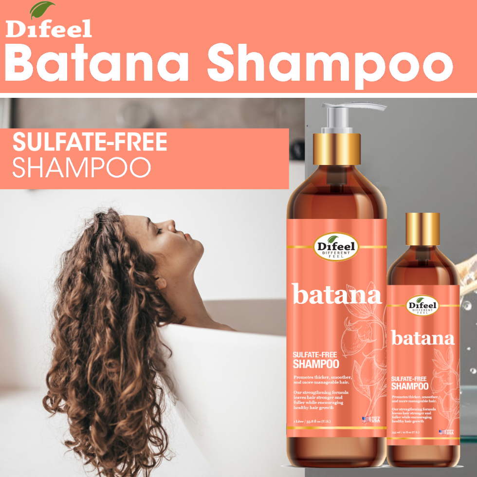 Difeel batana sulfate free shampoo 33.8oz strength and growth gentle cleansing and hair repair care shampoo