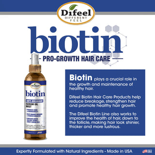 Difeel biotin anti breakage serum oil mist 8oz shine smooth frizz free hair care treatment