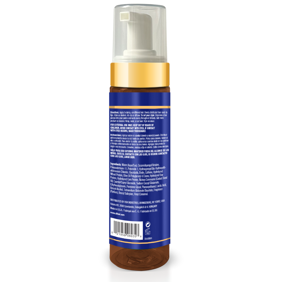 Difeel biotin foaming mousse 8oz lightweight hold frizz control bouncy soft hair styling care