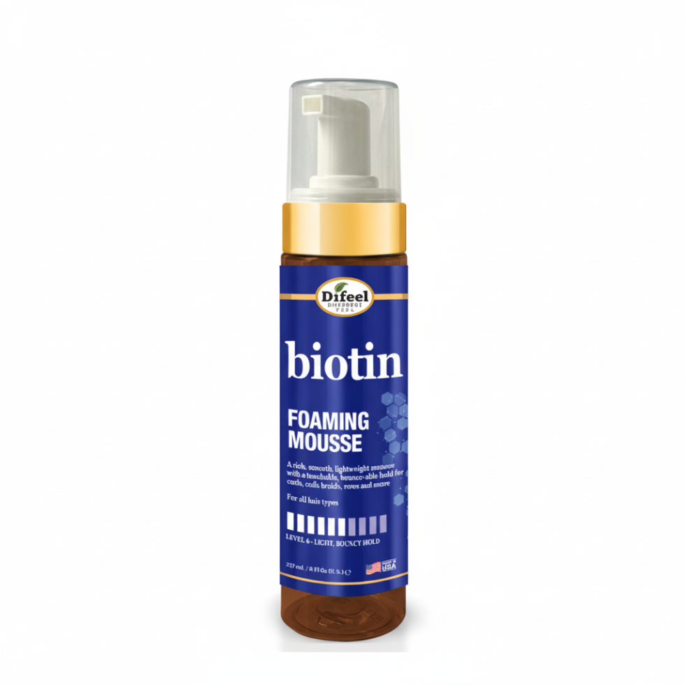 Difeel biotin foaming mousse 8oz lightweight hold frizz control bouncy soft hair styling care