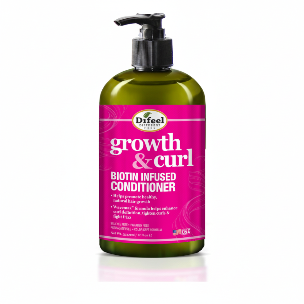 Difeel growth and curl biotin conditioner 354.9ml for nourishment curl definition and healthy hair growth care