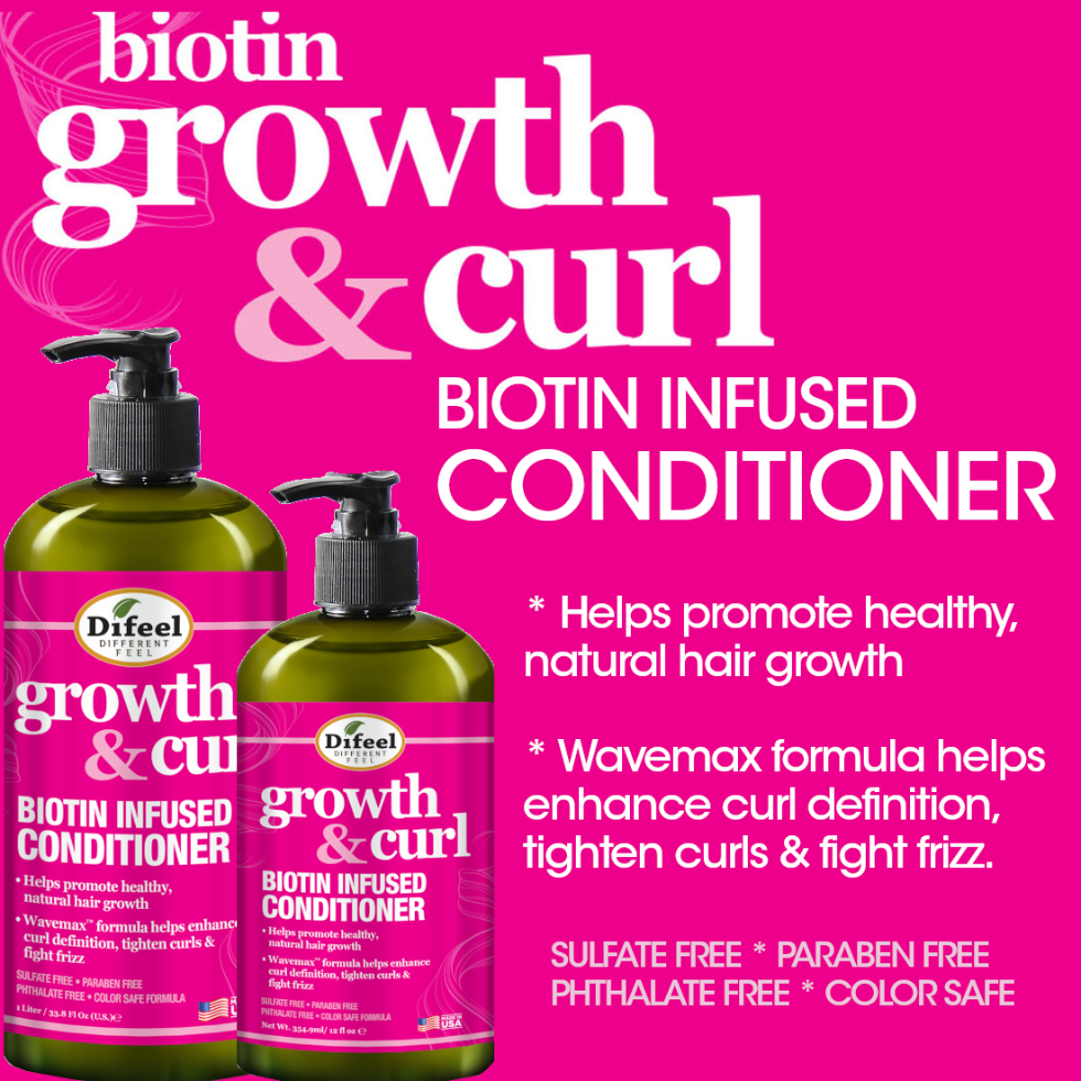 Difeel growth and curl biotin conditioner 354.9ml for nourishment curl definition and healthy hair growth care