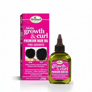 difeel biotin growth curl hair oil 2.5oz promote growth thickness strengthening curl care nourishing hair oil frizz control shine