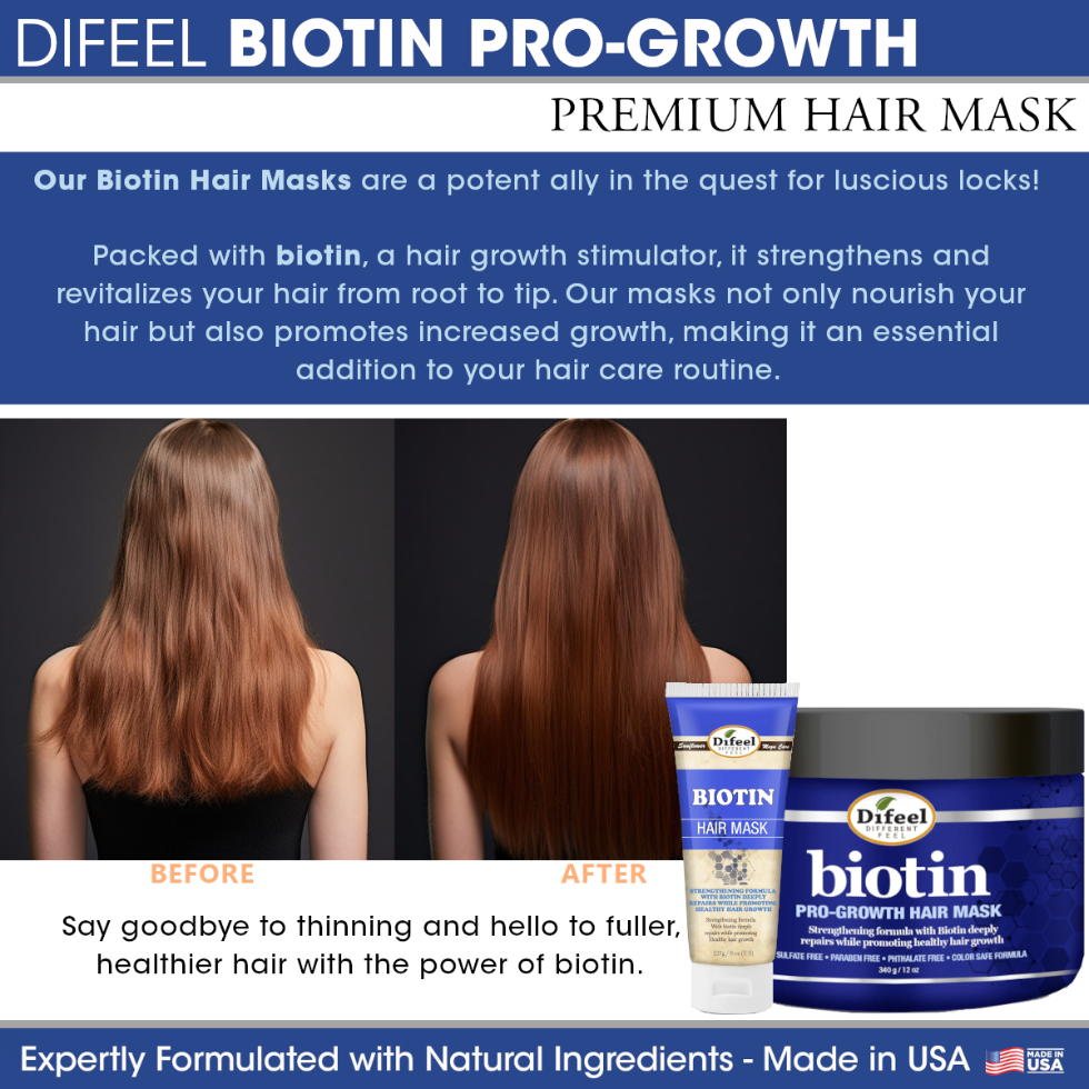 Difeel biotin pro growth hair mask 340g strengthen repair and promote healthy hair growth treatment