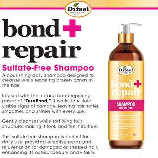 Difeel bond repair sulfate free shampoo 33.8oz strengthen and restore damaged hair gentle cleansing and repair care