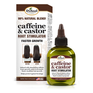 Difeel caffeine and castor root stimulator 2.5 oz for faster hair growth scalp strengthening treatment for thicker healthier hair
