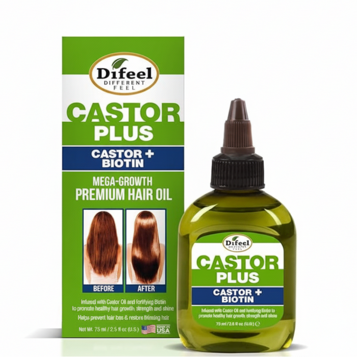 Difeel castor plus biotin mega-growth premium hair oil for stronger healthier hair
