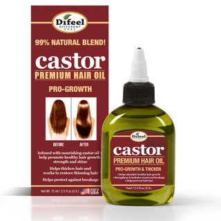 Difeel castor premium hair oil 2.5 oz pro growth strengthening hair oil for healthier thicker shiny hair