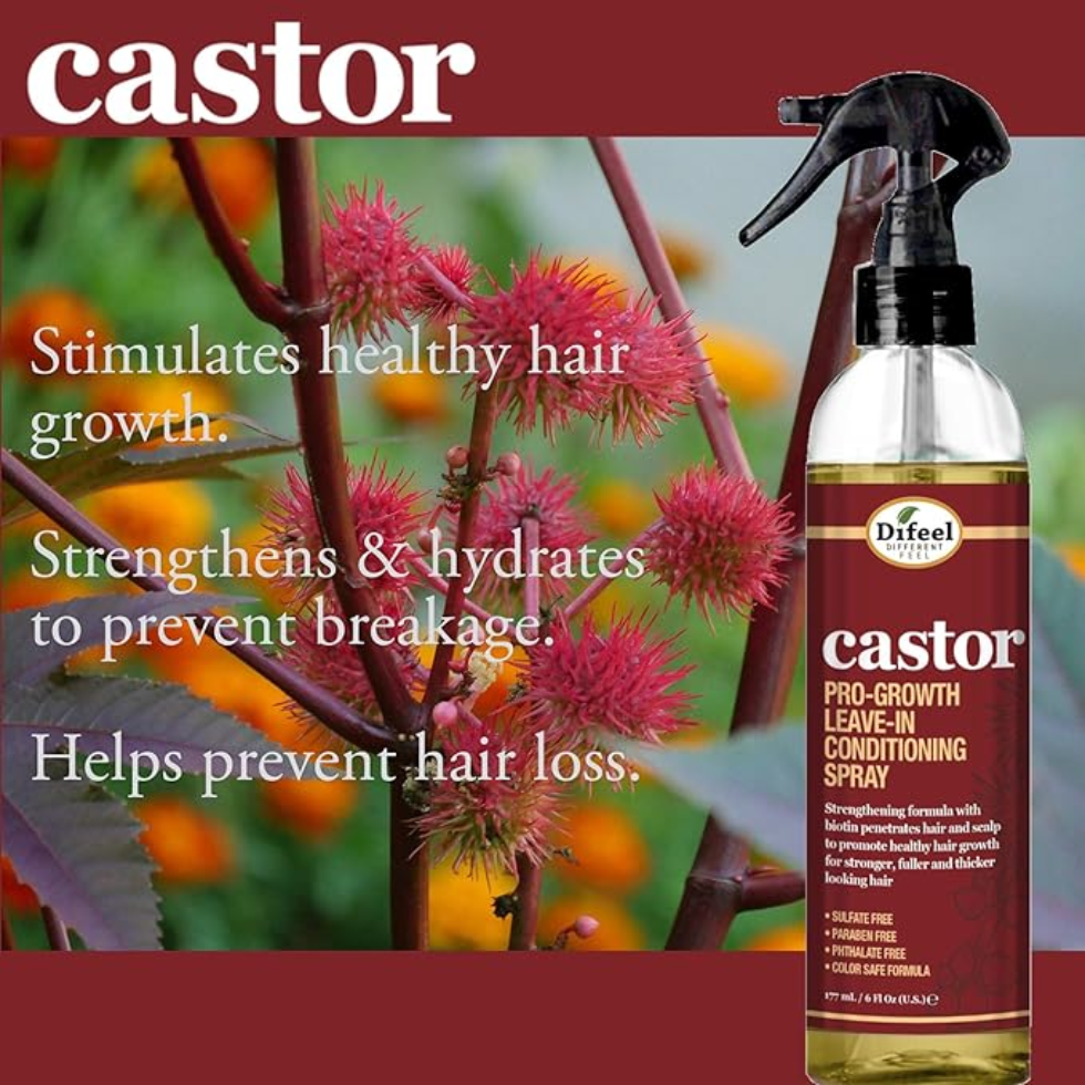 Difeel castor pro growth leave in conditioning spray 6oz strengthen and thicken hair growth and repair hair care spray