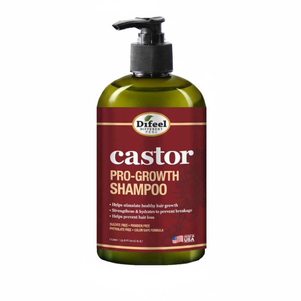 Difeel castor pro growth shampoo 12oz strengthen and thicken hair growth shampoo for healthy hair care