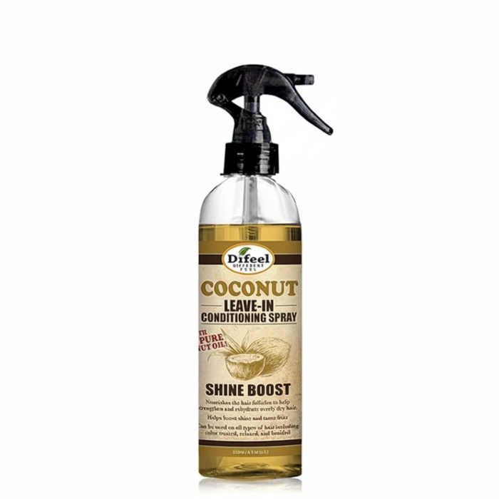 Difeel coconut leave in conditioning spray 177ml shine boost hydrating detangling hair care spray