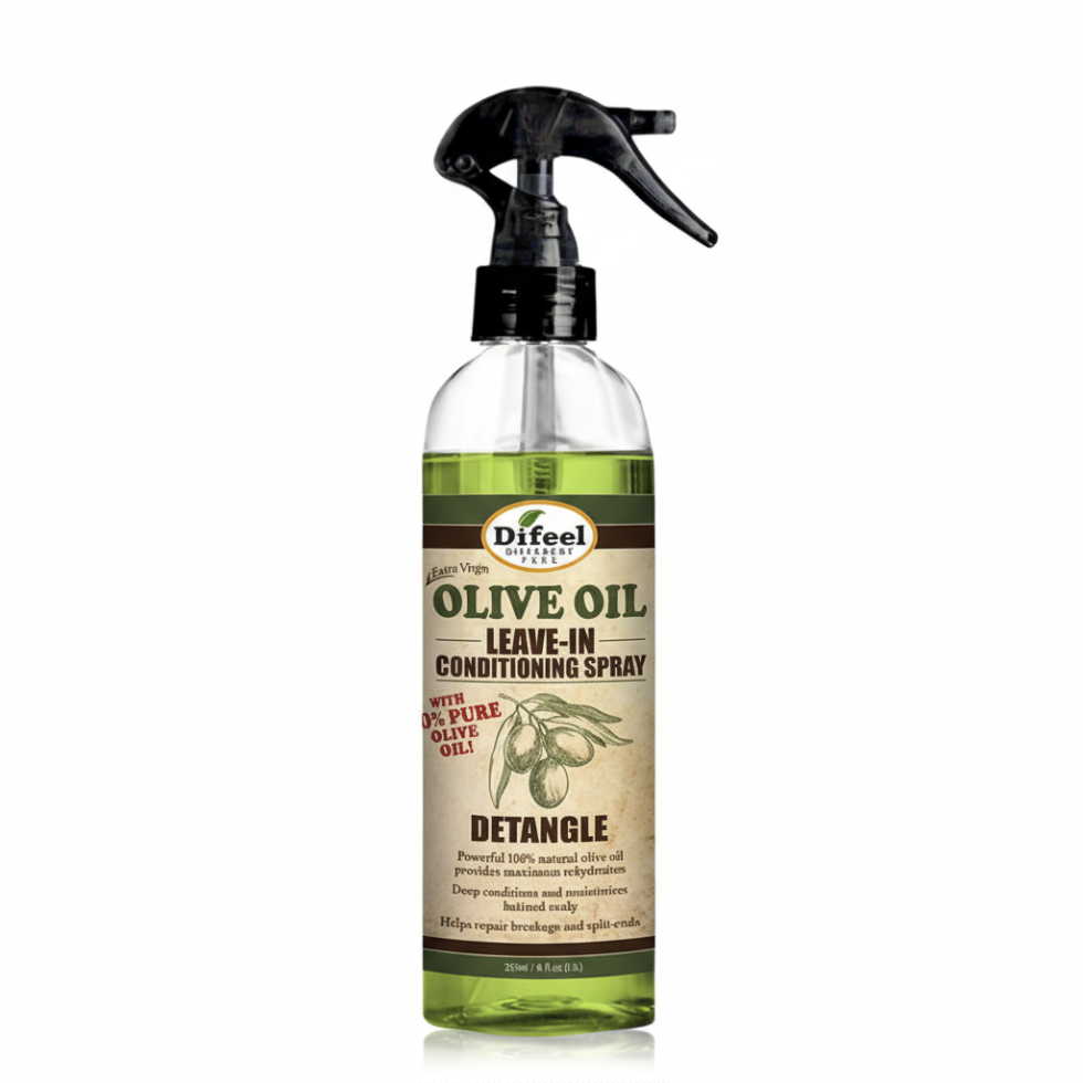 Difeel olive oil leave in conditioning spray 177ml detangle smooth frizz control moisturizing hair spray
