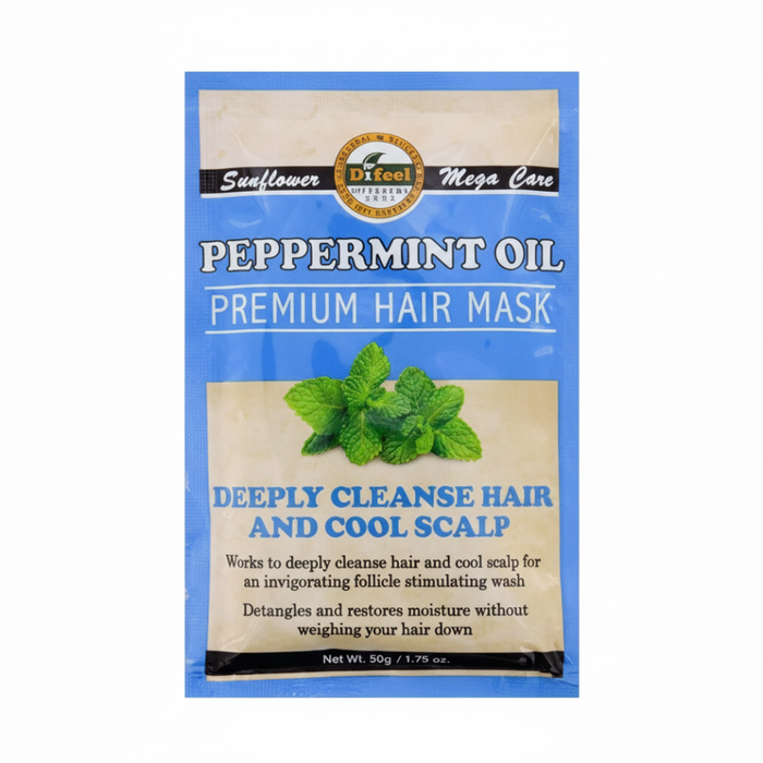Le masque capillaire de qualité supérieure à l'huile de menthe poivrée Difeel nettoie en profondeur les cheveux et le cuir chevelu 1.75oz/50g