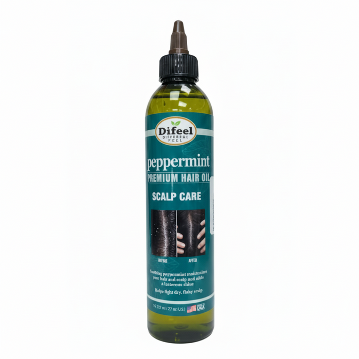 Peppermint scalp care hair oil for dry flaky scalp relief, hydration and healthy shine