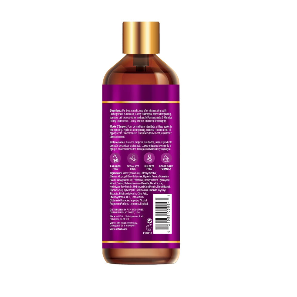 Pomegranate and Manuka honey conditioner for soft hydrated shiny healthy hair