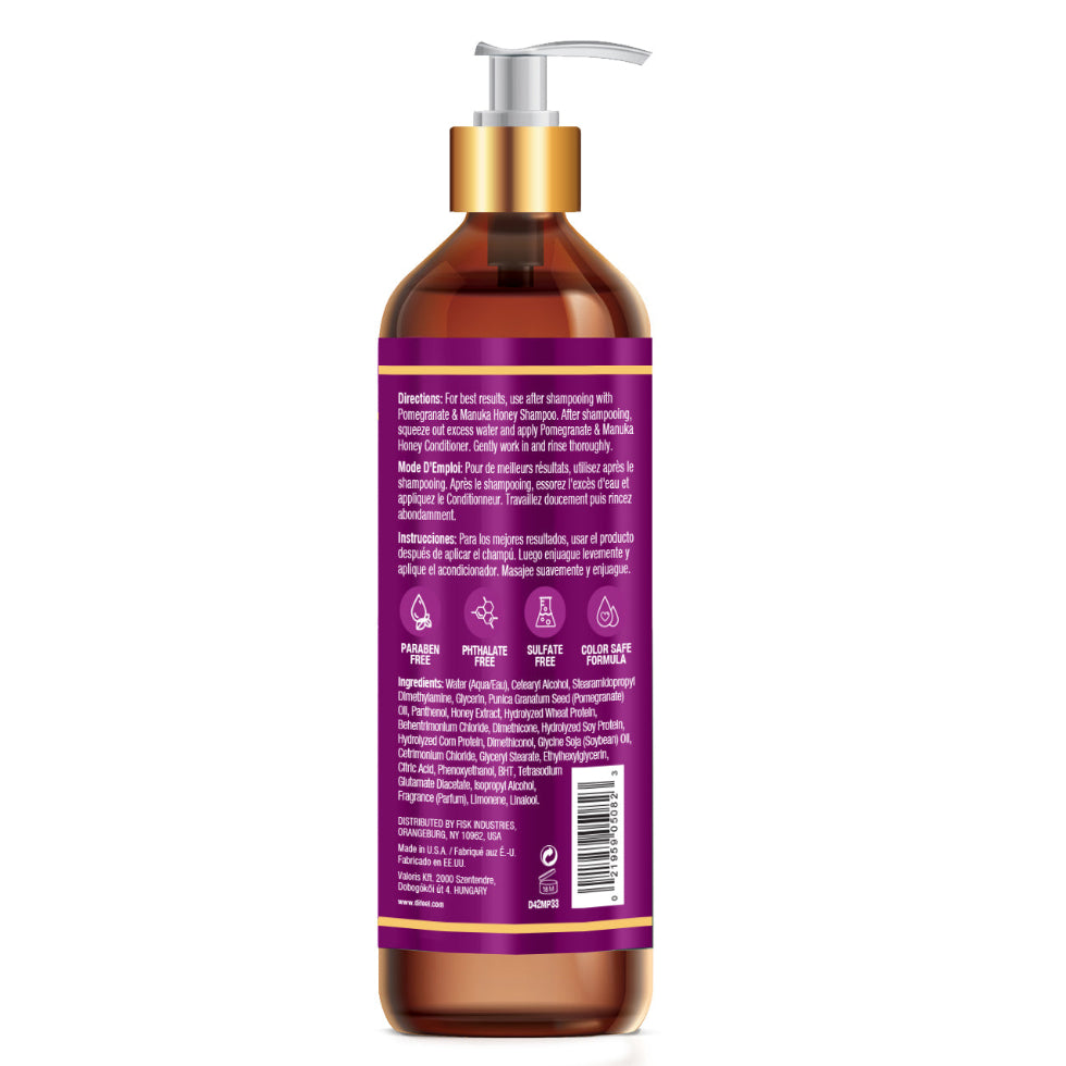 Pomegranate and Manuka honey conditioner for soft hydrated shiny healthy hair