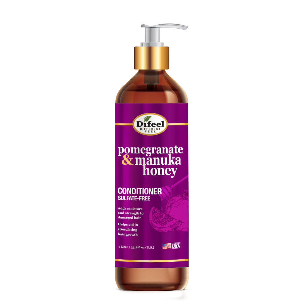 Pomegranate and Manuka honey conditioner for soft hydrated shiny healthy hair
