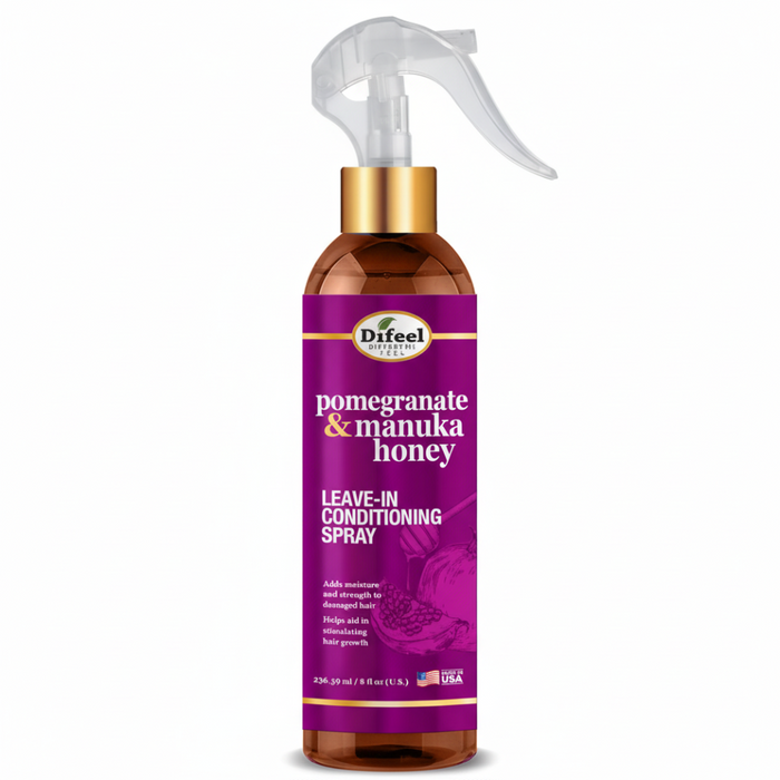 Pomegranate and Manuka honey leave-in spray for moisture, strength and soft shiny hair