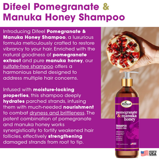 Pomegranate and Manuka honey sulfate-free shampoo for soft shiny healthy hair
