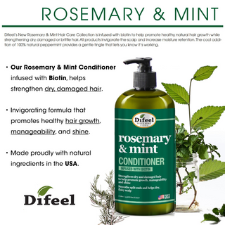 Difeel rosemary and mint hair strengthening conditioner with biotin 33.8 oz sulfate free conditioner for stronger thicker healthier hair