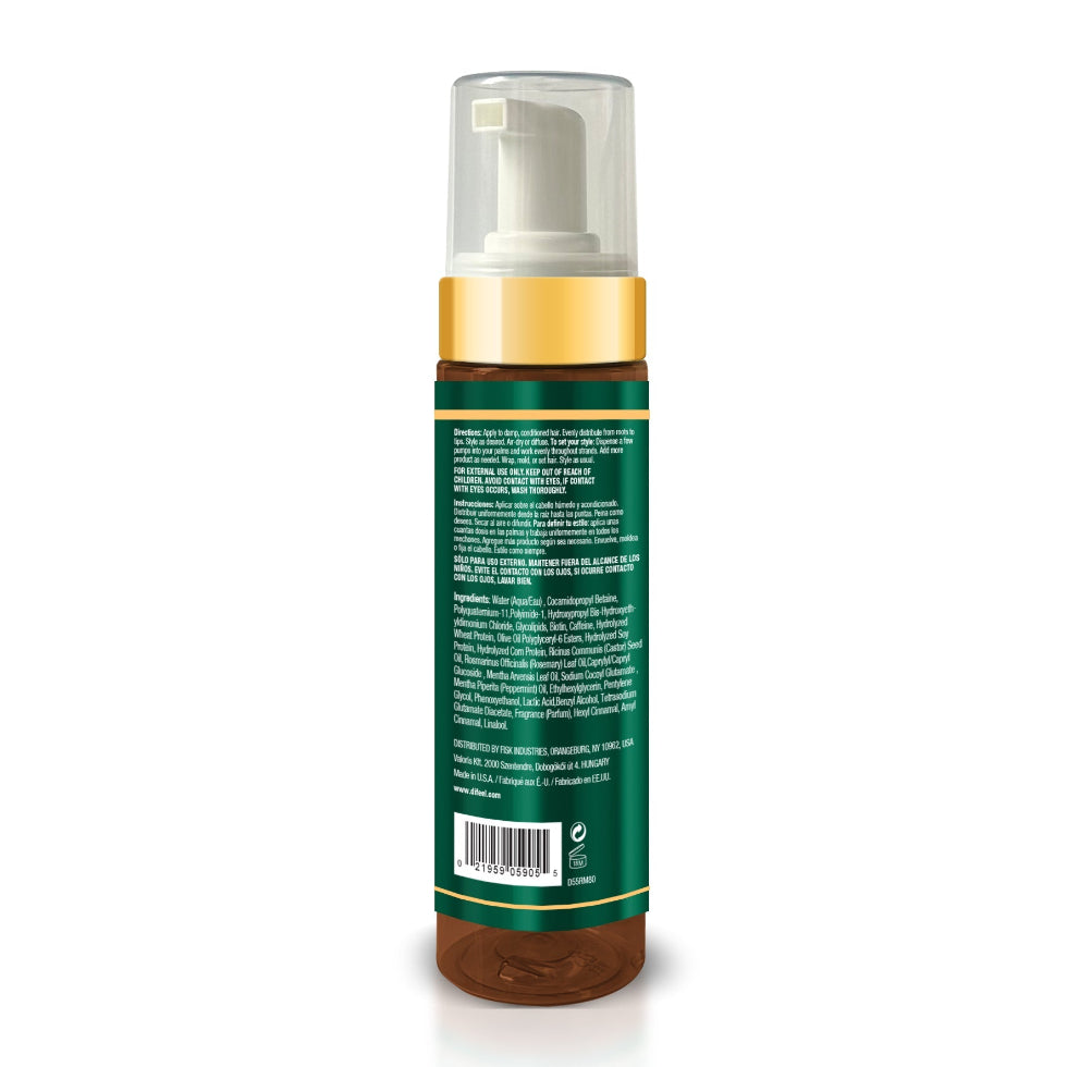 Rosemary mint foaming mousse for lightweight hold, volume and natural bounce styling