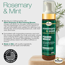 Rosemary mint foaming mousse for lightweight hold, volume and natural bounce styling