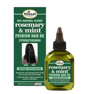 Difeel rosemary and mint premium hair oil with biotin 2.5 oz leave in scalp treatment for stronger thicker healthier hair