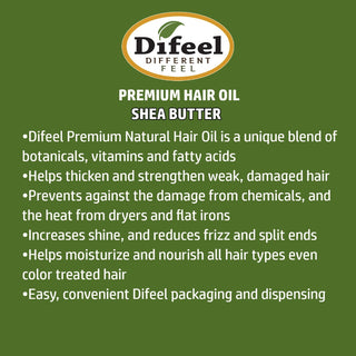 Difeel shea butter premium hair oil strengthens nourishes and boosts shine for healthy smooth hair care