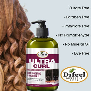 Difeel ultra curl conditioner argan and shea butter curl boosting conditioner 12oz frizz control and curl definition hair care