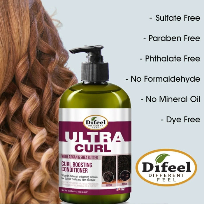 Difeel Ultra Curl Conditioner 12oz | Argan & Shea Butter Curl Boost Care