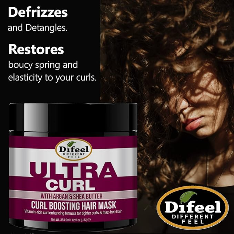 Difeel ultra curl boosting hair mask 12oz for curly kinky and wavy hair deep conditioning curl definition treatment