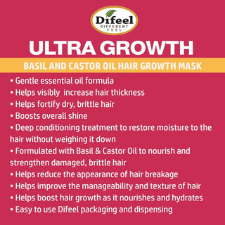 Difeel ultra growth basil and castor pro growth hair mask 12oz hair strengthening repair and growth treatment mask