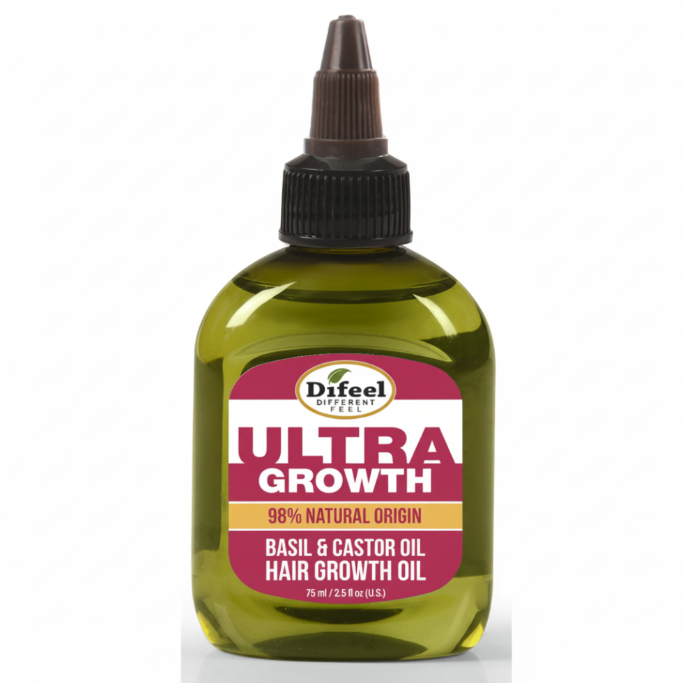 Difeel ultra growth basil and castor hair growth oil 2.5oz strengthening hair oil for growth shine and thickness
