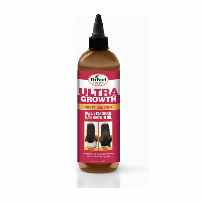 Difeel ultra growth basil and castor premium hair oil 8oz hair growth and high shine nourishing scalp care oil