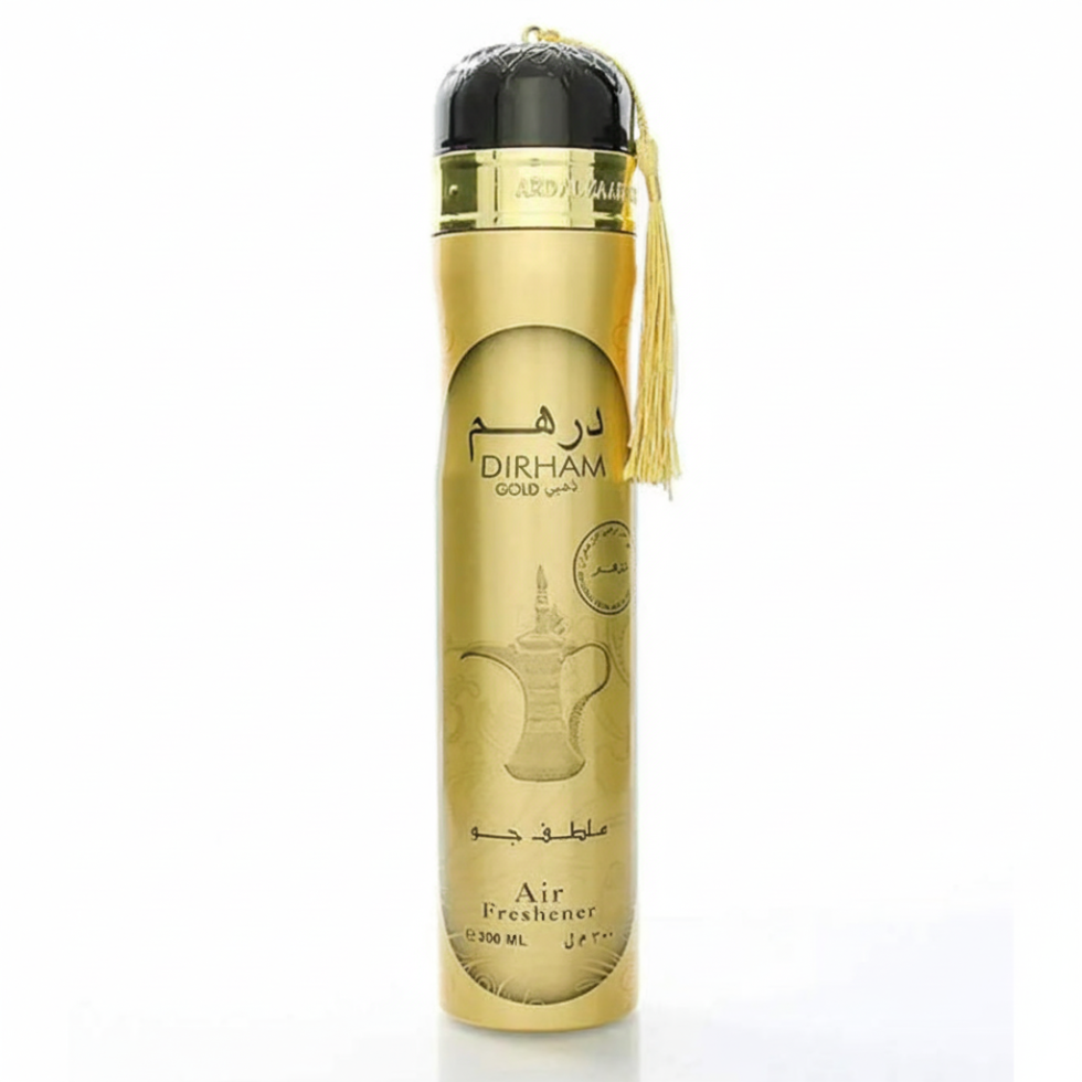 Dirham Gold Air Freshener 300ml by Ard Al Zaafaran premium long-lasting home and car fragrance

