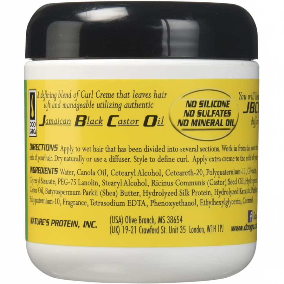Doo Gro curl defining creme with Jamaican black castor oil for frizz control and soft curls