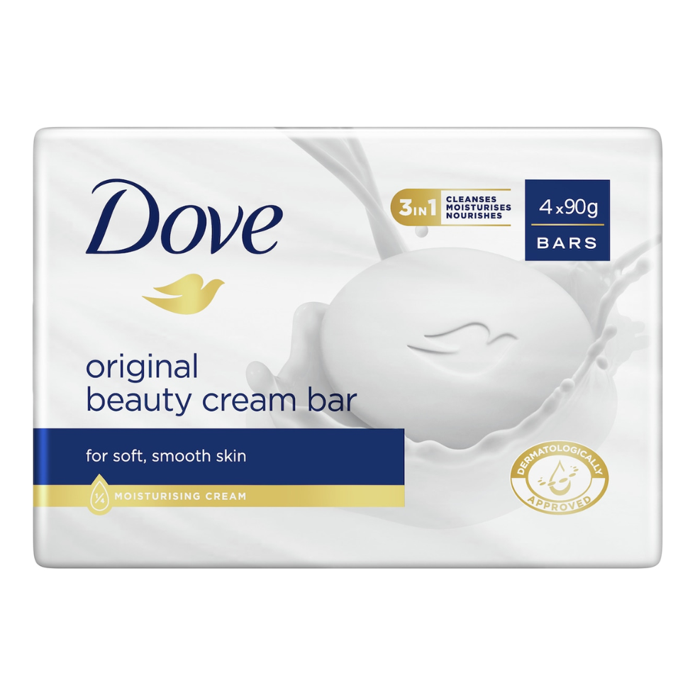 dove beauty cream bar 4x90g moisturizing cleansing nourishing soap gentle face and body care bar soft smooth hydrated skin cleanser