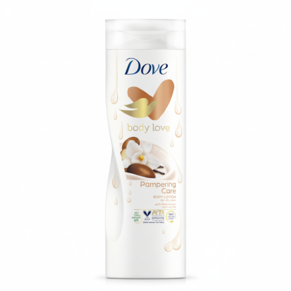 dove body love pampering care body lotion 250ml shea butter hydrating nourishing lotion for dry skin soft smooth pampered skin care cream lightweight moisturizer