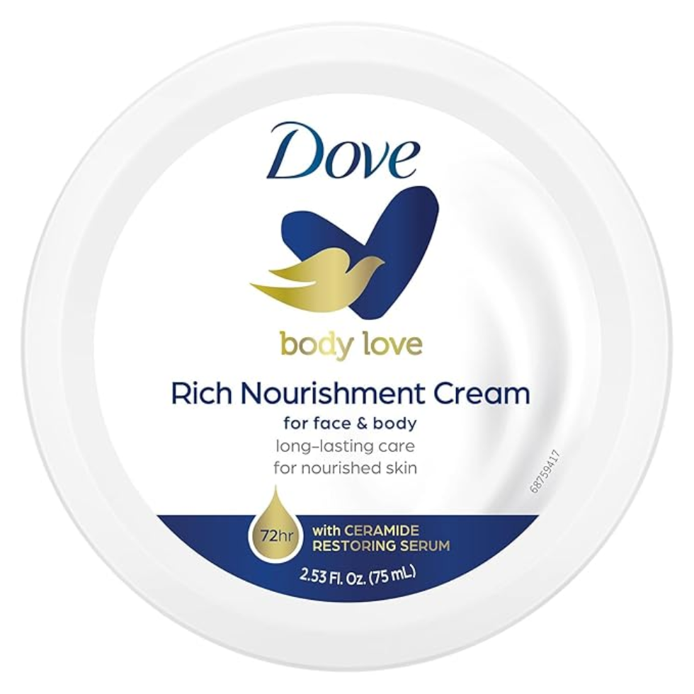 dove body love rich nourishment cream 75ml face and body deep hydrating moisturizing cream soft smooth healthy skin care lightweight daily use cream