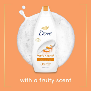 dove fruity nourish body wash 450ml vegan hydrating shower gel fruity fragrance soft smooth skin gentle daily cleansing product