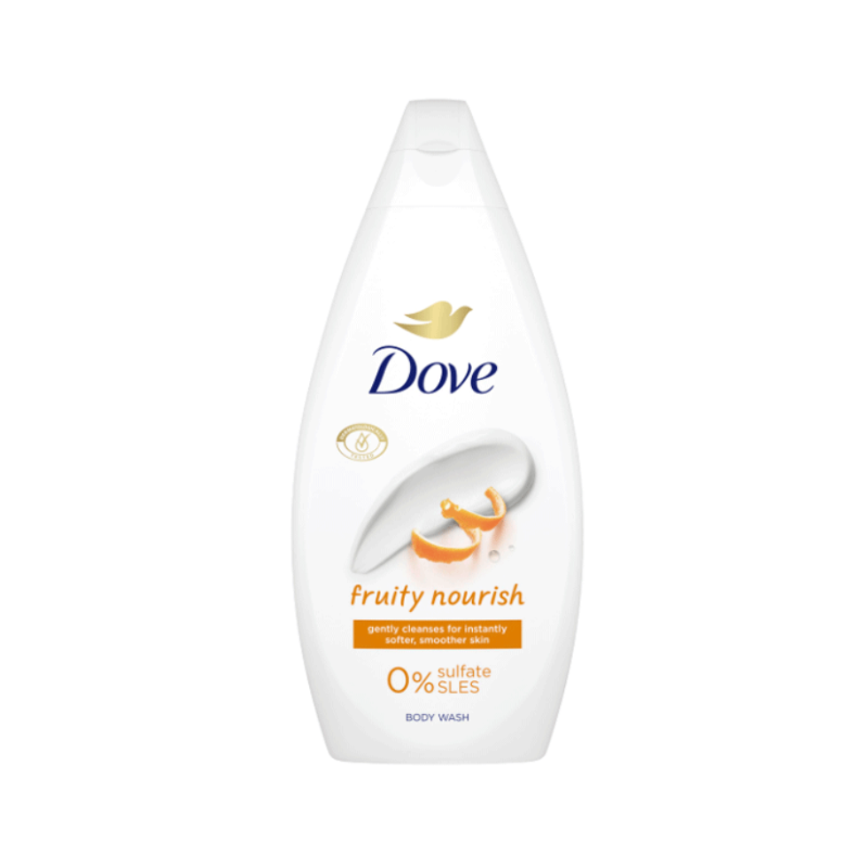 dove fruity nourish body wash 450ml vegan hydrating shower gel fruity fragrance soft smooth skin gentle daily cleansing product