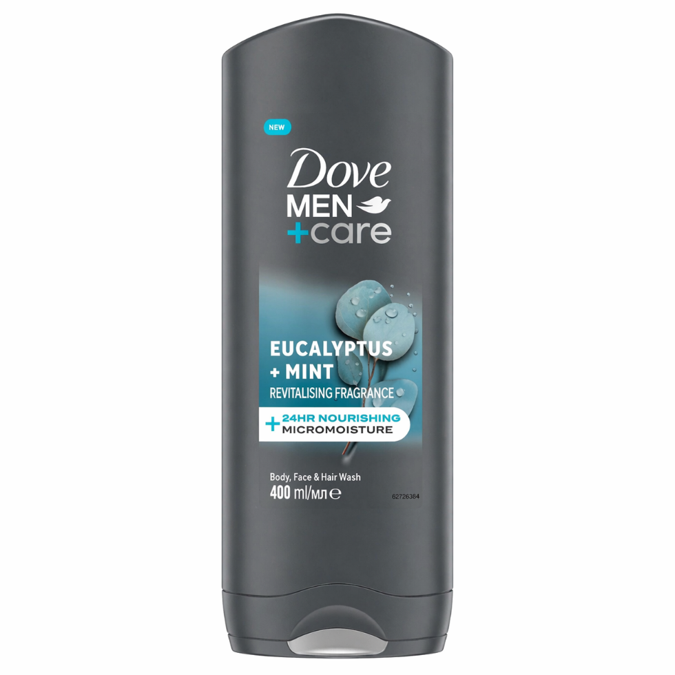 dove men care eucalyptus mint 3 in 1 body face hair wash 400ml cooling refreshing hydrating shower gel men grooming wash eucalyptus mint body cleanser