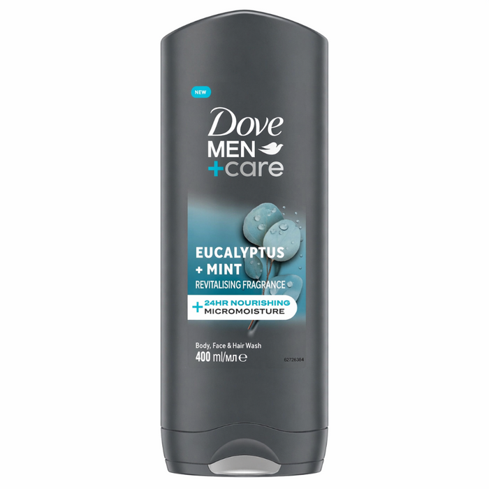 dove men care eucalyptus mint 3 in 1 body face hair wash 400ml cooling refreshing hydrating shower gel men grooming wash eucalyptus mint body cleanser