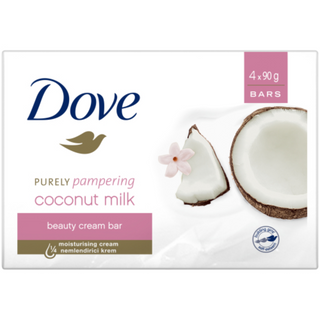 dove purely pampering coconut milk beauty cream bar 4x90g moisturizing cleansing nourishing soap soft smooth hydrating skin care bar