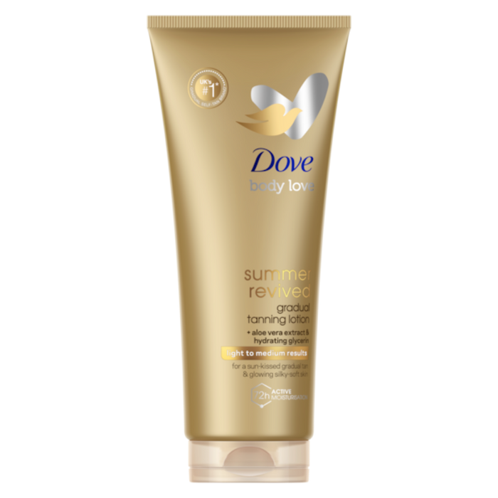 dove summer revived gradual tanning lotion 200ml light to medium glow hydrating moisturizing body lotion natural streak free tan soft smooth radiant skin