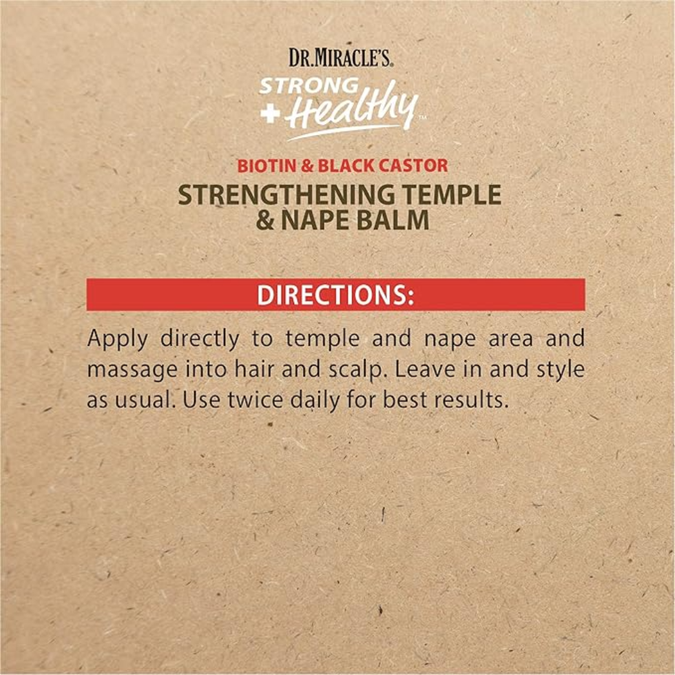 dr miracle’s biotin black castor oil temple nape balm 6oz strengthen edges reduce breakage nourish thinning hair
