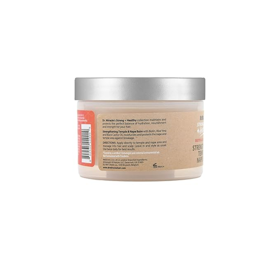 dr miracle’s biotin black castor oil temple nape balm 6oz strengthen edges reduce breakage nourish thinning hair