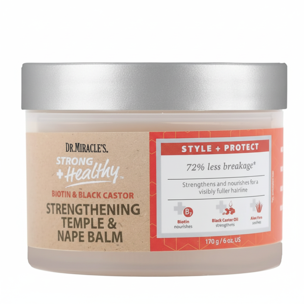 dr miracle’s biotin black castor oil temple nape balm 6oz strengthen edges reduce breakage nourish thinning hair